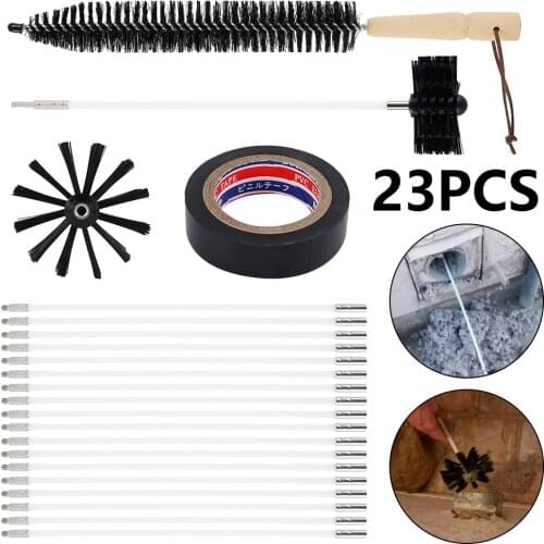 Dryer Vent Cleaner 32 Feet Flexible 18 Rods Dry Duct Cleaning Kit Chimney Sweep Brush with 2 Brush Heads and Dryer Lint Brush