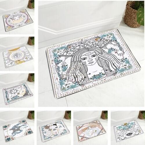 Nordic style Floor Door Mat for Children Room Non-Slip Decor Simple Design Geometric Star Girl Doormat Flannel Carpet 40x60cm