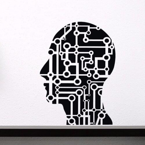 Head Science Wall Vinyl Sticker Decal Micro Chip Artificial Modern Decor Living Room Removable Wall Art Decals Kids Bedroom S521