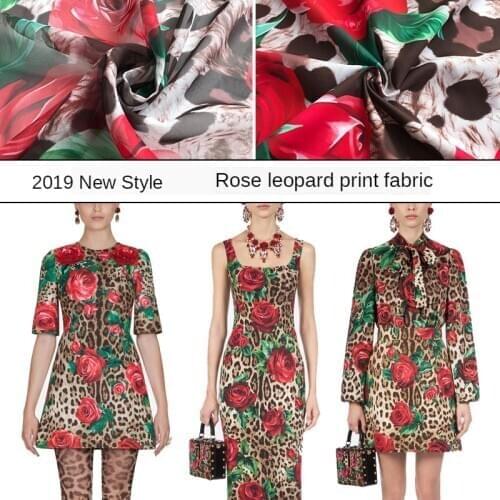 New rose and leopard print advanced digital printing fabric polyester printing fashion fabric skirt swimsuit pants fabric