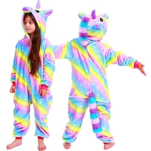 New Unicorn Pajamas Kids Animal Children Pajamas for Boys Girls Pyjama Cute Stitch Cartoon Onesies Winter Long Sleeve Sleepwear