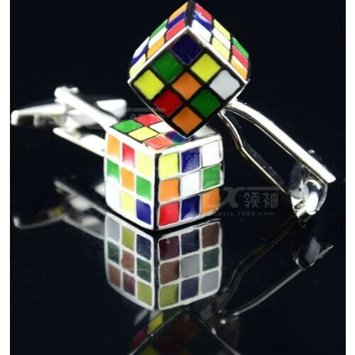 WholeSale 10Pairs/lot color color square cufflinks Cube Creative Cufflinks Free Shipment