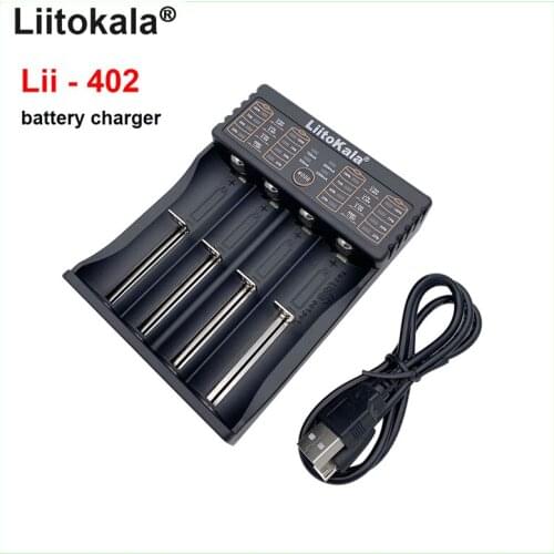 Original LiitoKala Lii-402 USB battery charger AA/AAA NiMH li-ion 26650 18650 18350 Intelligent Battery Charger 5V 2A EU Plug