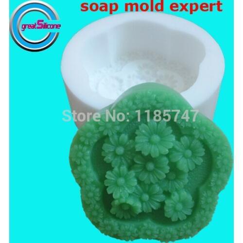 Great-Mold Round Flower Silicone Mold Handmade Soap Mold Silicone Form for Soap Making