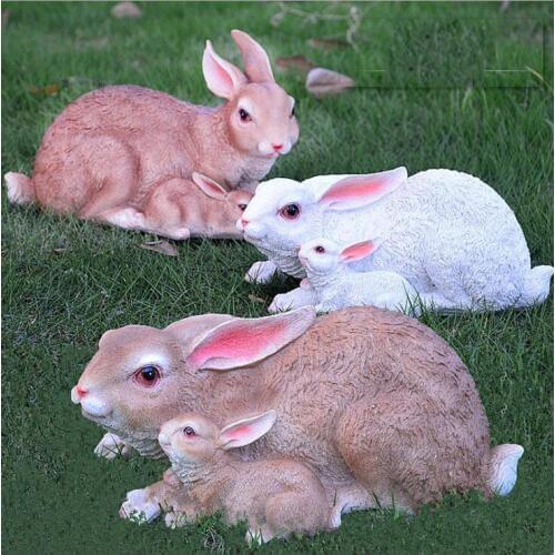 Pastoral Simulation Animal Furnishing Resin Rabbit Decoration Crafts Outdoor Park Figurines Ornaments Courtyard Accessories Art