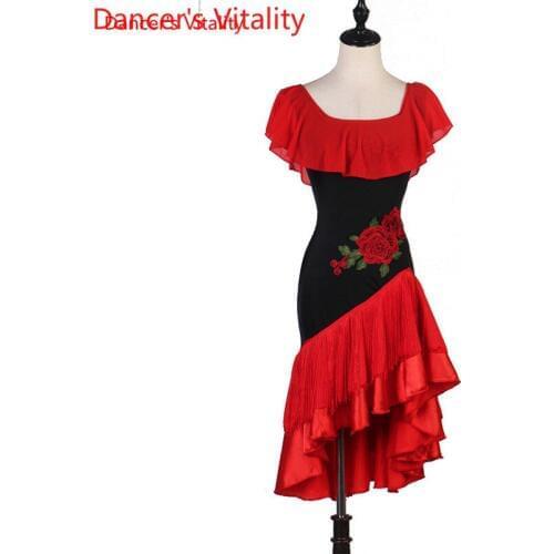 Latin Dance Female adult Elegant Tassel Dress New Jazz Dance Wear Modern Ballroom Dancing profession performance Skirt