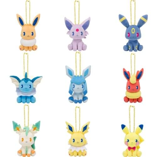 New 10cm Pokemon Toys Plush Keychain Pendant Doll Anime Figures Pikachu Charmander Psyduck Wobbuffet Snorlax Kids Toy Xmas Gift