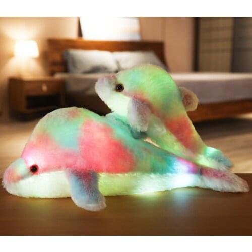 30/45cm Glowing Dolphin Plush Doll Luminous Pillow Cushion Colorful LED Light Animal Stuffed Toys Gift For Children Kids Girls