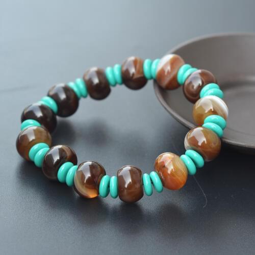 Drop Shipping Men Bracelets Bangles Natural Agate Chalcedony Beads Bracelets Gift for Males Fine Jewelry Free Shipping