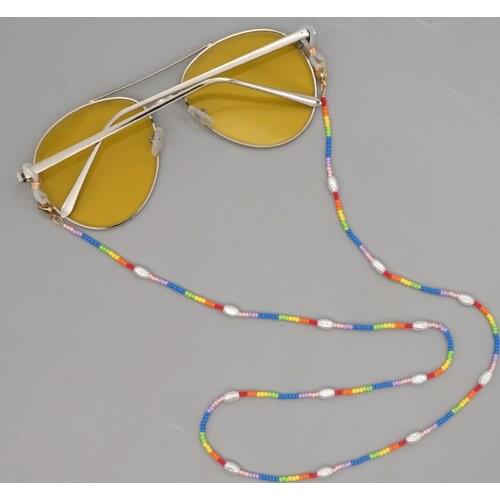 Go2Boho Sunglasses Straps For Women Glasses Chain Rainbow Beads Lanyard Summer Eyeglasses Jewelry Pearl Chains Colorful Neckace
