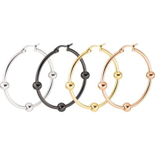 FairLadyHood Hoop Earrings Stainless Steel Style Trendy Round Women