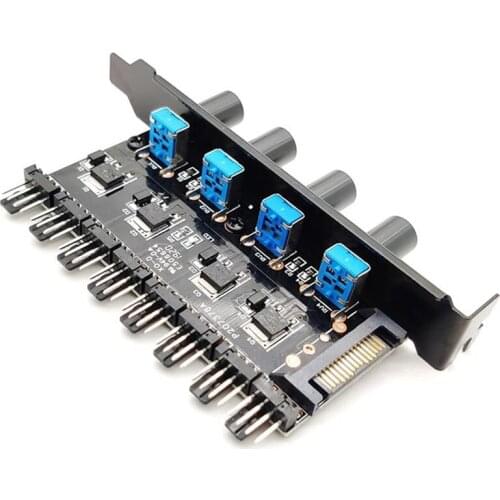 Chassis Baffle Pci Bit Fan Speed Controller 8Way 4-Knob Hub Radiator External Speed Control Switch for Desktop Computers