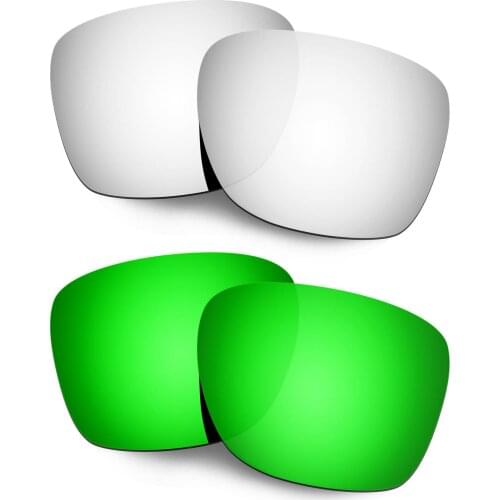 Hkuco Replacement Polarized Lenses For Crossrange Sunglasses - Silver&Green 2 Pairs