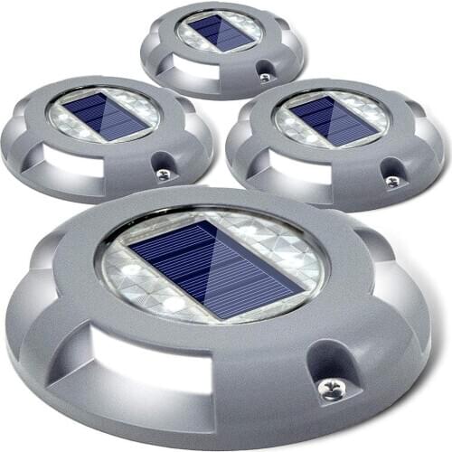4Pcs LED Solar Deck Lights Ground Buried Garden Lawn Deck Path Outdoor Waterproof For Garden Decoration