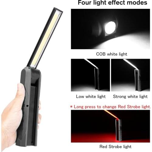 LED Working Light Portable COB Flashlight Torch USB Rechargeable Lanterna Magnetic Hanging Camping Lamp 4 Modes Hook Lamp