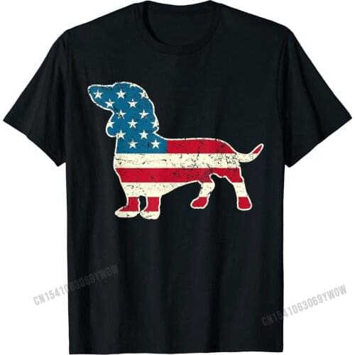Dachshund 4th of July Dog Lover Gift Men Women American Flag T-Shirt Prevailing Men Top T-shirts Custom Tops Tees Cotton Family