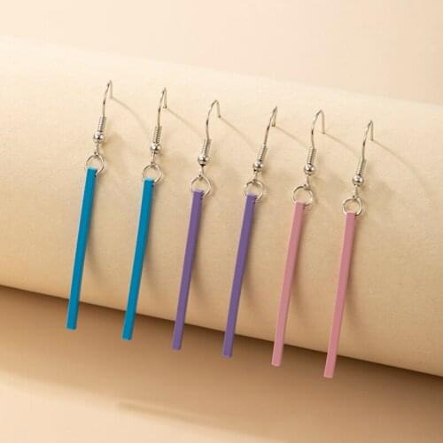Tocona Colorful Stick Drop Earrings for Women Classical Alloy Metal Simple Style Geomerty Party Jewelry Accessories 17174