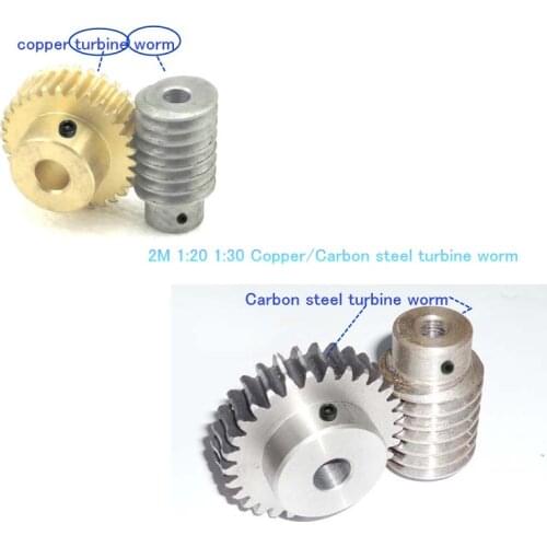 2M 1:20 1:30 Copper/Carbon steel turbine worm 20T 30T 10/12mm Hole diameter Center distance 30.5 35.5 40.5 45.5