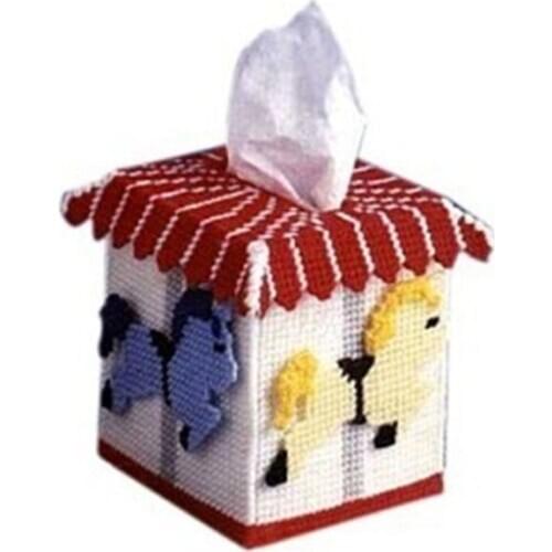Cropped Three-dimensional cross-stitch Three-dimensional embroidered tissue box Wool embroidery Square tissue box drawer
