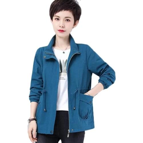 2021 New Womens Windbreaker Spring Autumn Slim Basic Zipper With Lining Ladies Short Jacket Windbreaker Plus Size 3XL Outerwear