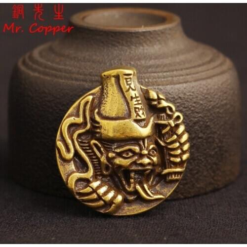 Vintage Brass Chinese Ghost Officer DIY Leather Decorative Buckle Garment Rivets Button Luggage Bag Wallet Handmade Accessories