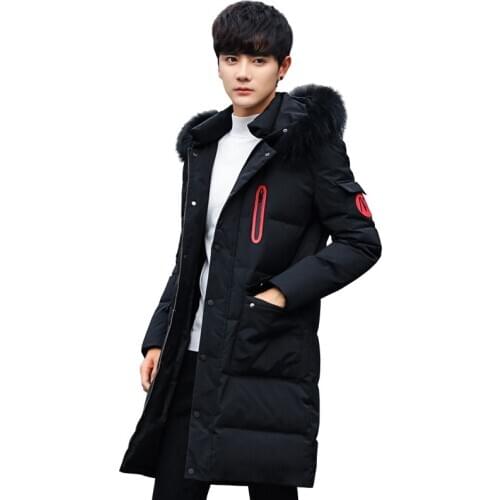 Winter Korean-style Stylish Hoodie Mens Medium-length Fashion Stylish Hundred Towers Thick Jacket Mens Clothing MENS Outerwear