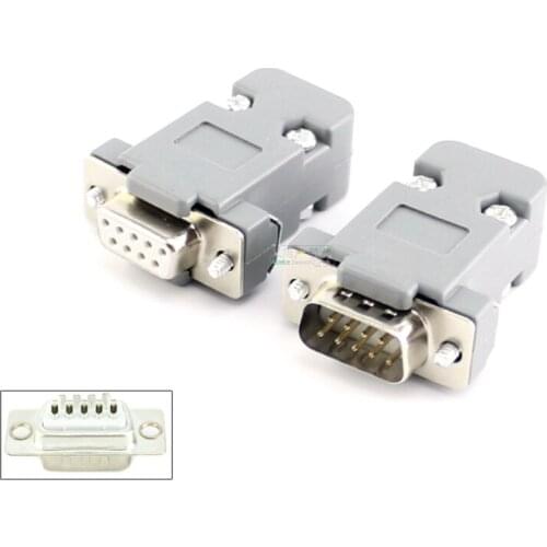 1Pcs high quality 232 male DB9 pin female RS232 welding connector serial socket plastic shell Solid bur