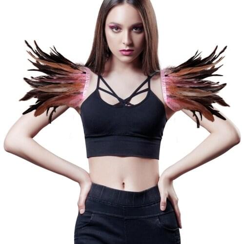2PC Shoulder Feathers Feathers Garters Bdsm Harness Sword Belt Accessories Women Punk Goth Erotic Lingerie Dance Rave Costume