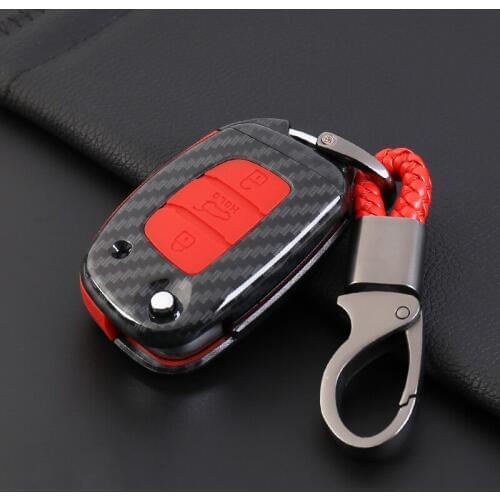 2019 ABS Carbon Fiber&Silicone Car Key Case For For Hyundai ix35 Santafi IX45 Solaris 360 Degree Protection