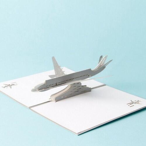3D Pop Up Airplane Greeting Cards Christmas Birthday Valentine Invitation