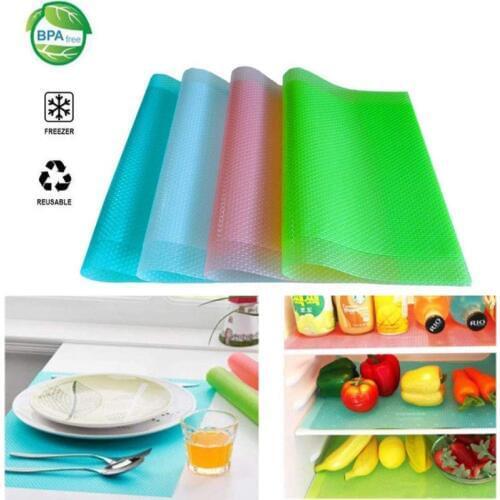 4 Pcs/ Set Placemat Refrigerator Mat Table Mat Waterproof Cabinet Drawers Can Be Cut Anti-slip EVA Insulation Moisture-proof