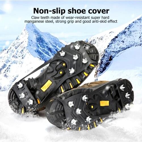 8 Spikes Walk Traction Cleats Ice Snow Crampons for Shoes Anti Slip Stretch Grippers Cover Overshoe for Walking Mountaineering