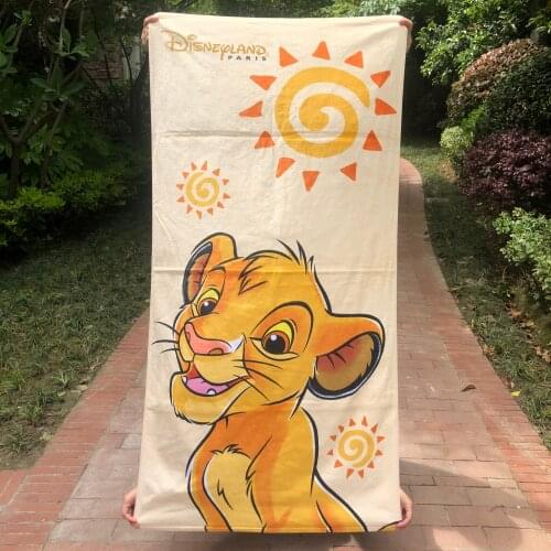 Disney The Lion King Simba Bath Towel 100% Cotton Cartoon Home Bath Beach Towel Soft Boys Girls Kids Baby Swimming Blanket Throw
