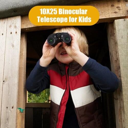 KKmoon 10X25 Binocular Telescope Adults Kids Binoculars Waterproof Binocular Handheld Neck Hanging for Bird Watching Hunting