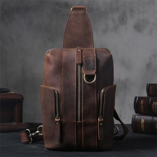 2018 Brand Handmade Cow Leather Men Chest Bag High Quality Vintage Classic Chest Pack Men Large Capacity Versatile Shoulder Bag