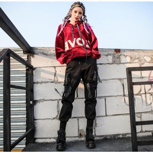 Cargo Pant Women Casual Jogger Black High Waist Loose Female Trouser Korean Style Fashion Hip Hop Lady Pant