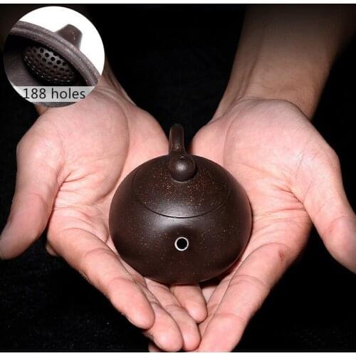 90CC Tea Set 3oz Tea Pot 188 Hole Ball Shaped Infuser Holes Real Yixing Zisha Kungfu Tea Pots Clay Teapot Gift Send Zisha Cup