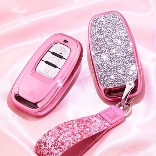 Luxury Diamond Crystal Car Key Cover Case Shell For Audi A1 A3 A4 A5 A6 A7 A8 Quattro Q3 Q5Q7 2009 2010 2011 2012 2013 2014 2015
