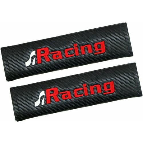 2pcs Racing jdm Carbon Fiber Look Seat Belt Cover Soft seatbelt Harness Pads Embroidery Shoulder Pad