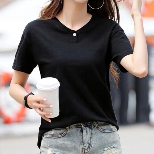 Black Blank T Shirt for Girls O-Neck Short Sleeve Fashion Casual Loose Large Size 3xl T-shirt Women Cotton UnderShirt Fermale