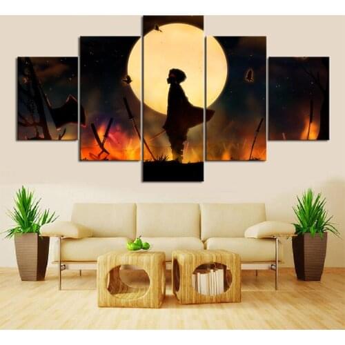 Home Decor 5 Piece HD Cartoon Swordsman Anime Picture Demon Slayer Kamado Tanjirou Comics Art Wall Decor Paintings Home Decor
