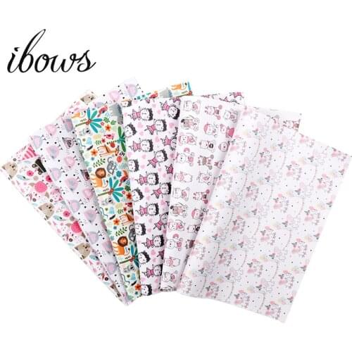 IBOWS New 22*30cm Cartoon Animal PRINTED Faux Synthetic Leather Patchwork For Hair Bow Bags Phone Cover DIY Projects Materials