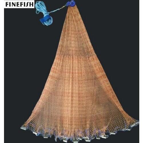 Finefish Hand Throw Network Brown Strong USA Cast Net Outdoor Hunting Trap Catch Fishing Net Small Mesh Dragging Gill Nets