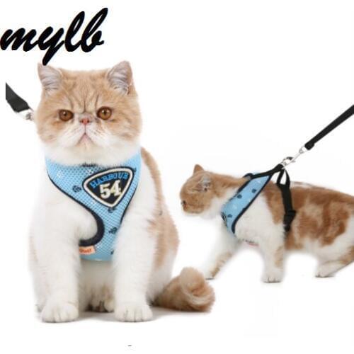 Mylb Pet Cat Vest Harness Leashes Suit Navy Blue Harness Pet Cat Puppy Pet Cat Small Pet
