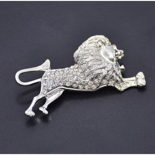 Fashion Anti-Glare Metal Pin Gold Silver Running Lion Brooch Summer Trendy Mens Trendy Womens Suit Shirt Clothing Accessories