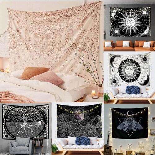 Witchcraft Supplies Sun Moon Wall Tapestry Home Room Decor Astrology Trippy Altar Tarot Tapestry Hanging Large Psychedelic Cloth