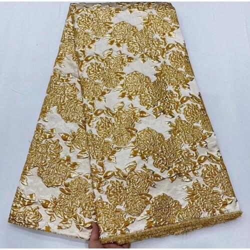New African Jacquard Fabric Floral Brocade Cloth Nigerian Damask Material Flower Africaine Dentelle Tissu For Sewing Dress PJZ21
