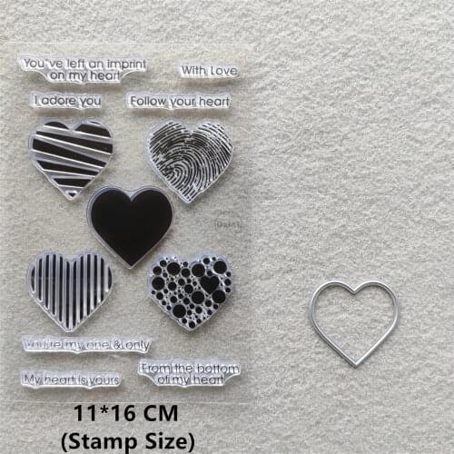 2021 New Heart Letter Clear Stamps and Metal Cutting Dies DIY Scrapbooking Embossing Album Seal Template Punch Stencils