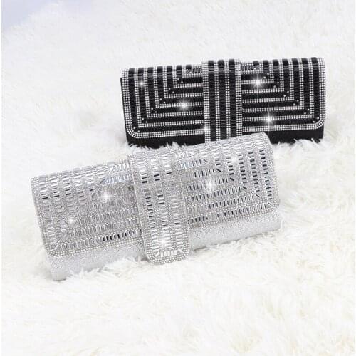 New Trendy Female Rhinestone Glitter Clutch Elegant Women Chain Crossbody Bag Luxury Designer Dinner Bag clutch fiesta mujer
