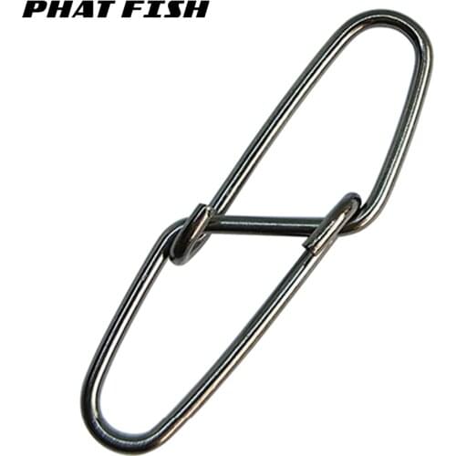 PHAT FISH 100pcs Stainless Steel Diamond Insurance Snaps Max Drag 65kg Freshwater Terminal Tackles Fishing Accessories